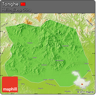 Political Map of Tonghe, physical outside
