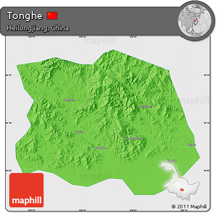 Political Map of Tonghe, single color outside