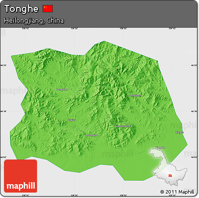 Political Map of Tonghe, single color outside