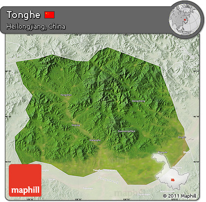 Satellite Map of Tonghe, lighten