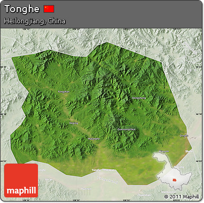 Satellite Map of Tonghe, lighten
