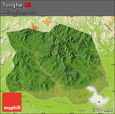 Satellite Map of Tonghe, physical outside
