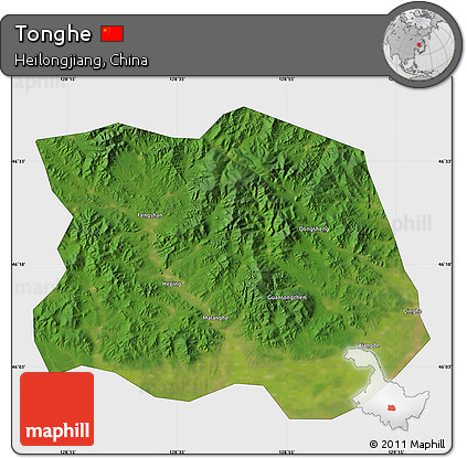Satellite Map of Tonghe, single color outside