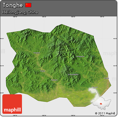 Satellite Map of Tonghe, single color outside