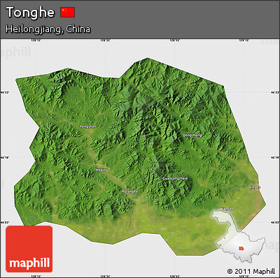Satellite Map of Tonghe, single color outside