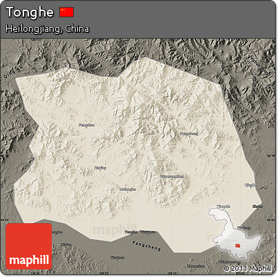 Shaded Relief Map of Tonghe, darken