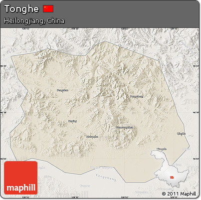 Shaded Relief Map of Tonghe, lighten