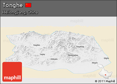 Classic Style Panoramic Map of Tonghe, single color outside