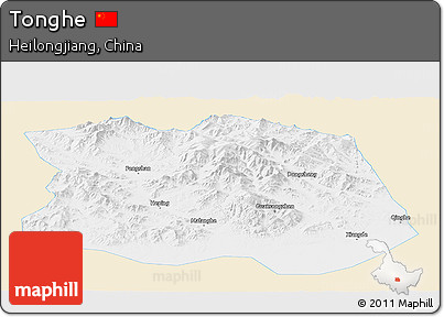 Classic Style Panoramic Map of Tonghe, single color outside