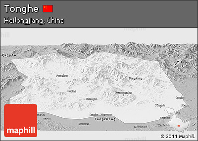 Gray Panoramic Map of Tonghe