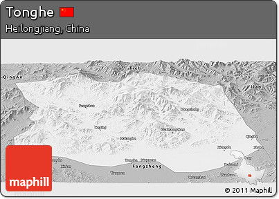 Gray Panoramic Map of Tonghe