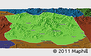 Political Panoramic Map of Tonghe, darken