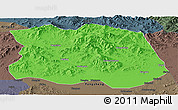 Political Panoramic Map of Tonghe, darken, semi-desaturated