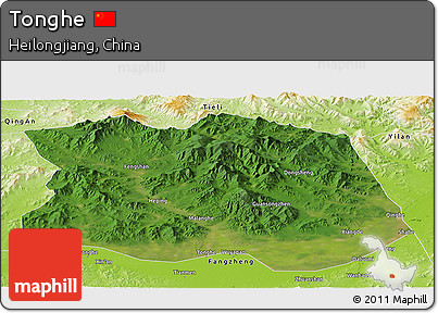 Satellite Panoramic Map of Tonghe, physical outside