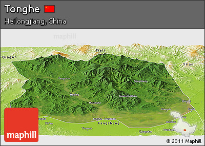 Satellite Panoramic Map of Tonghe, physical outside