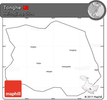 Blank Simple Map of Tonghe, cropped outside