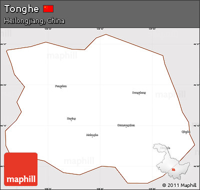 Classic Style Simple Map of Tonghe, cropped outside