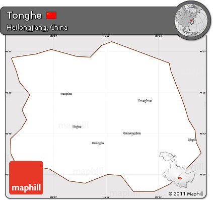 Classic Style Simple Map of Tonghe, cropped outside