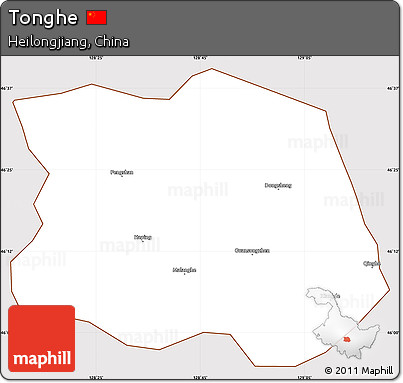 Classic Style Simple Map of Tonghe, cropped outside