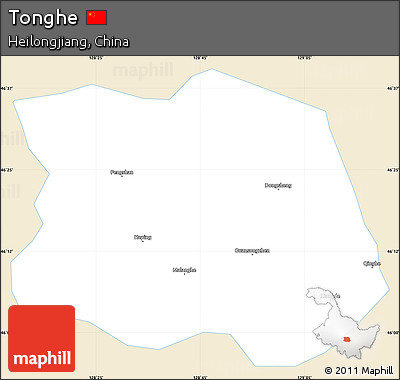Classic Style Simple Map of Tonghe, single color outside