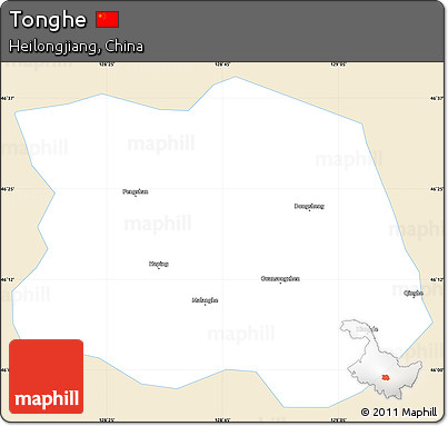 Classic Style Simple Map of Tonghe, single color outside