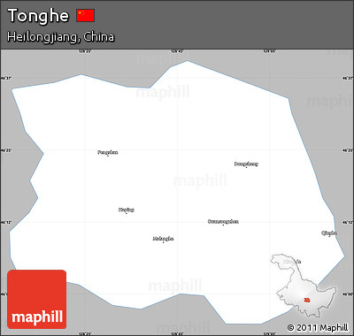 Gray Simple Map of Tonghe, single color outside