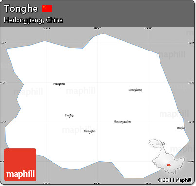 Gray Simple Map of Tonghe, single color outside