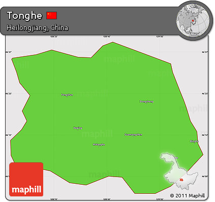 Political Simple Map of Tonghe, cropped outside