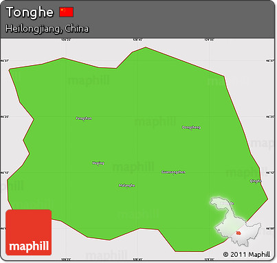 Political Simple Map of Tonghe, cropped outside
