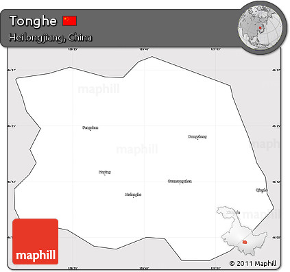 Silver Style Simple Map of Tonghe, cropped outside