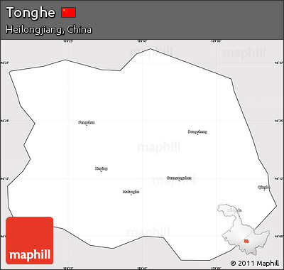 Silver Style Simple Map of Tonghe, cropped outside