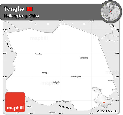 Silver Style Simple Map of Tonghe
