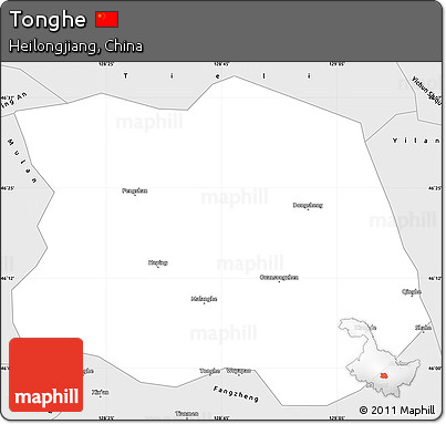 Silver Style Simple Map of Tonghe