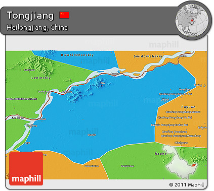 Political 3D Map of Tongjiang