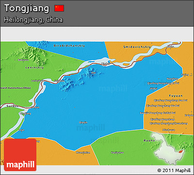 Political 3D Map of Tongjiang