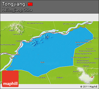 Political 3D Map of Tongjiang, physical outside