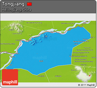 Political 3D Map of Tongjiang, physical outside