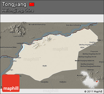 Shaded Relief 3D Map of Tongjiang, darken