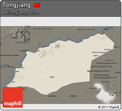 Shaded Relief 3D Map of Tongjiang, darken
