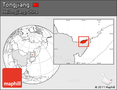 Blank Location Map of Tongjiang, highlighted country