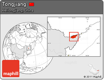Blank Location Map of Tongjiang, highlighted country
