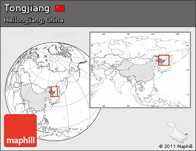 Blank Location Map of Tongjiang, highlighted country, highlighted parent region, within the entire country