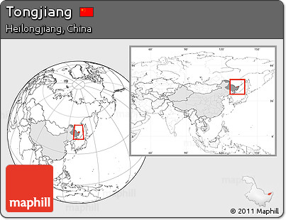 Blank Location Map of Tongjiang, highlighted country, highlighted parent region, within the entire country