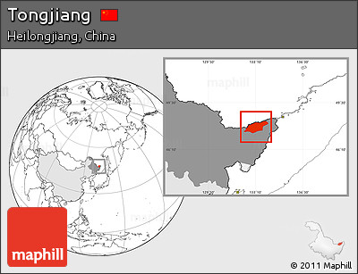 Blank Location Map of Tongjiang, highlighted country, highlighted parent region