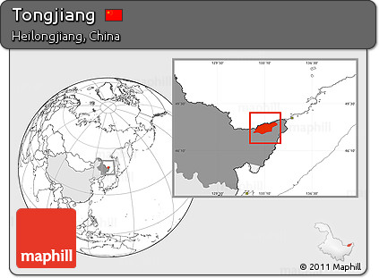 Blank Location Map of Tongjiang, highlighted country, highlighted parent region
