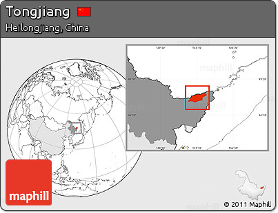 Blank Location Map of Tongjiang, highlighted country, highlighted parent region