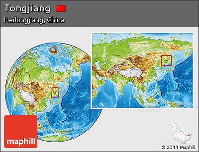 Physical Location Map of Tongjiang, within the entire country