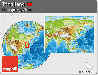 Physical Location Map of Tongjiang, within the entire country