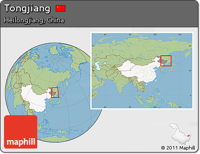 Savanna Style Location Map of Tongjiang, highlighted country, highlighted parent region, within the entire country