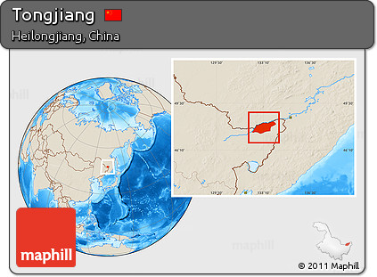 Shaded Relief Location Map of Tongjiang